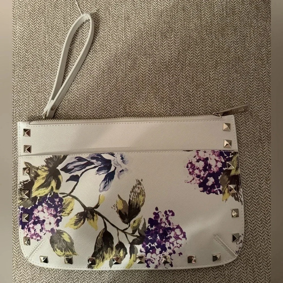 NWOT White House Black Market women’s‎ purse wallet clutch pouch white purple - Picture 1 of 5